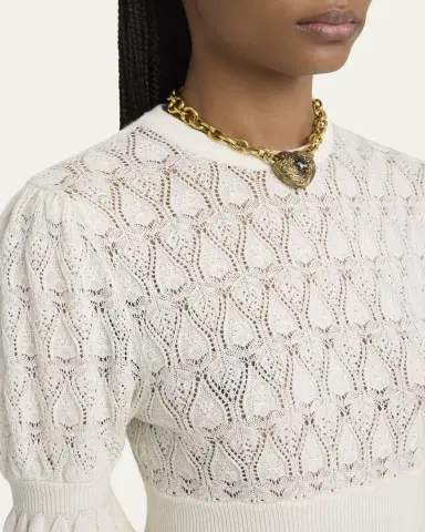 Chloé Short-Sleeve Pointelle Peplum Sweater | Thumbnail 5 Chloé Short-Sleeve Pointelle Peplum Sweater | Thumbnail 5