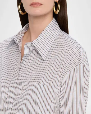 TWP Big Joe Striped Cotton Button-Front Shirt | Thumbnail 4