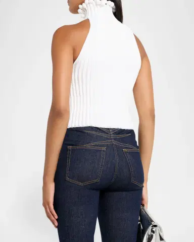 Alaïa Ribbed Knit Curled Trim Halter Top | Thumbnail 7 Alaïa Ribbed Knit Curled Trim Halter Top | Thumbnail 7
