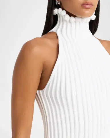 Alaïa Ribbed Knit Curled Trim Halter Top | Thumbnail 9 Alaïa Ribbed Knit Curled Trim Halter Top | Thumbnail 9