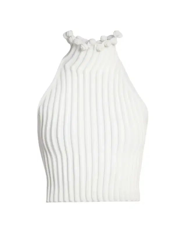 Ribbed Knit Curled Trim Halter Top