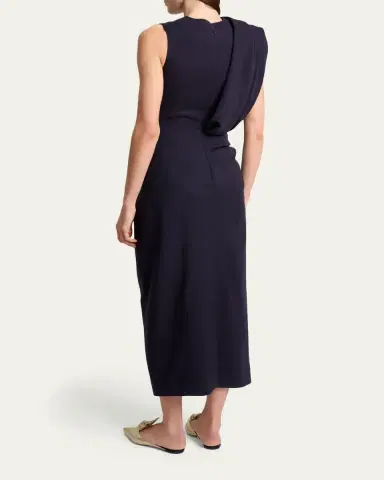 Lanvin Draped Shoulder Sleeveless Midi Dress | Thumbnail 3