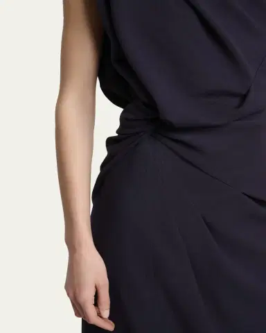 Lanvin Draped Shoulder Sleeveless Midi Dress | Thumbnail 5