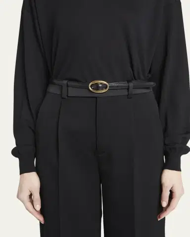 Saint Laurent Double Oval Skinny Leather Belt | Thumbnail 2