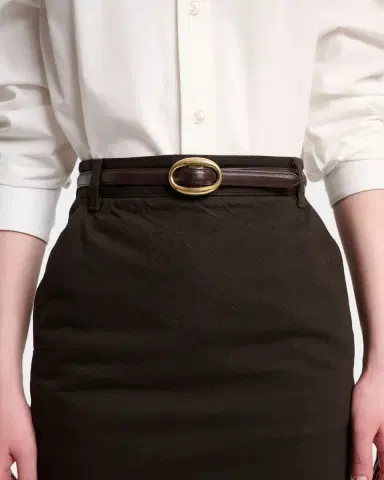 Saint Laurent Double Oval Skinny Leather Belt | Thumbnail 4