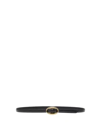 Saint Laurent Double Oval Skinny Leather Belt | Thumbnail 1