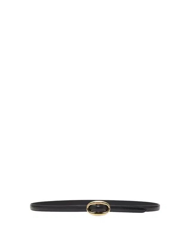 Double Oval Skinny Leather Belt