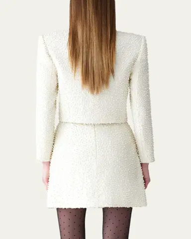 Carolina Herrera Embellished Collarless Crop Jacket | Thumbnail 3 Carolina Herrera Embellished Collarless Crop Jacket | Thumbnail 3