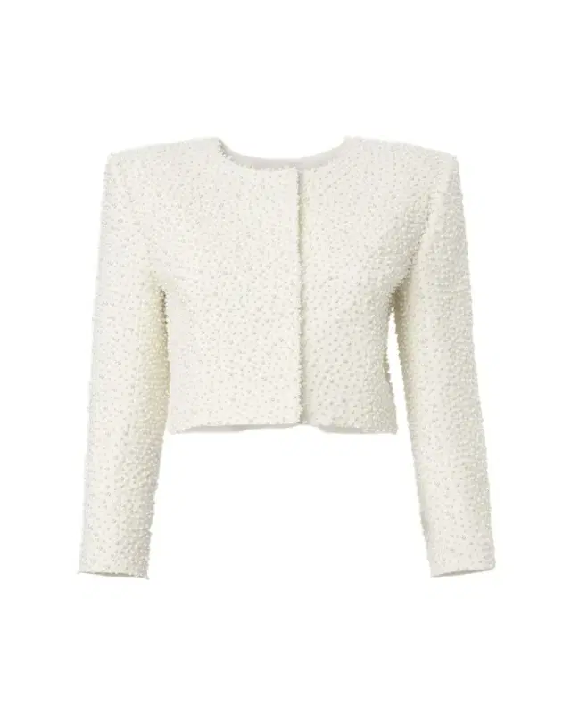 Embellished Collarless Crop Jacket
