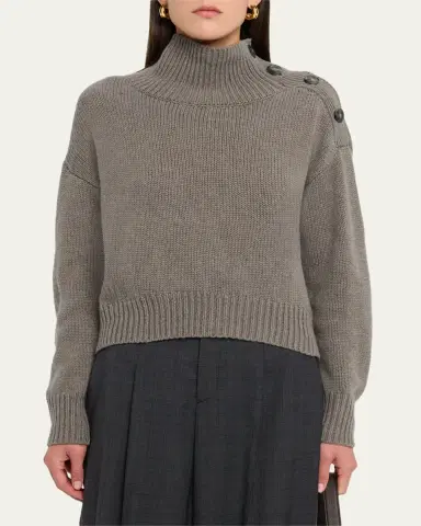 Yves Salomon Buttoned Wool-Cashmere Sweater | Thumbnail 4 Yves Salomon Buttoned Wool-Cashmere Sweater | Thumbnail 4