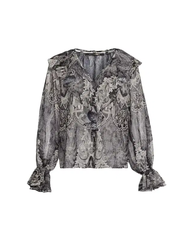Kobi Halperin Locke Ruffle Tie-Neck Blouse