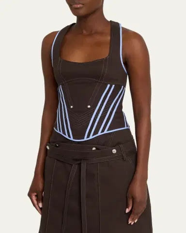 JANE WADE Raceback Denim Bustier Top | Thumbnail 4
