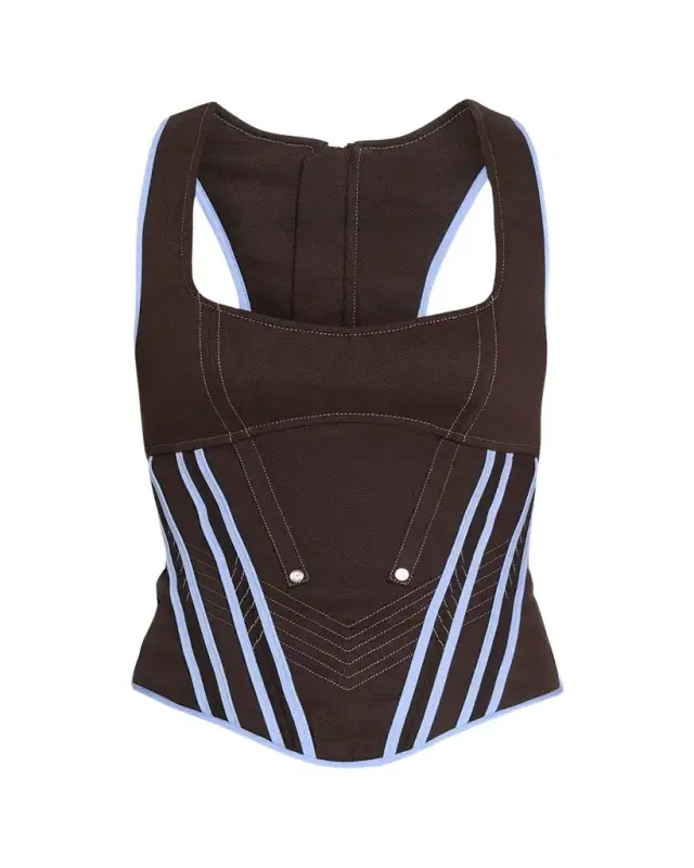Raceback Denim Bustier Top