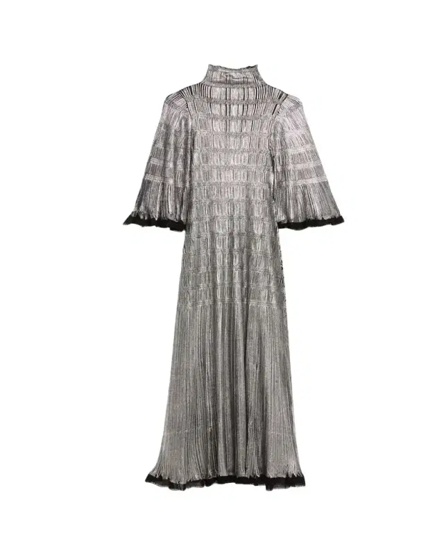 Smocked Metallic Maxi Dress