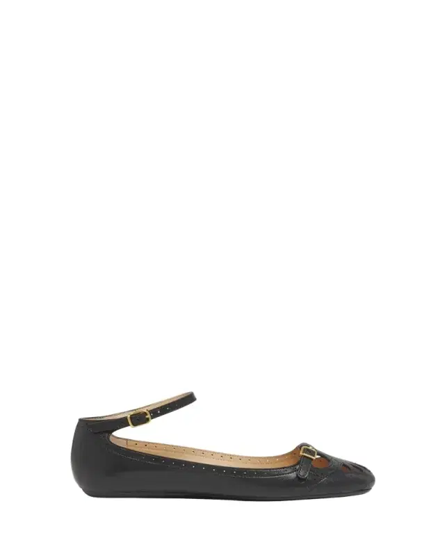 Chloe Misty Cutout Leather Ballerina Flats