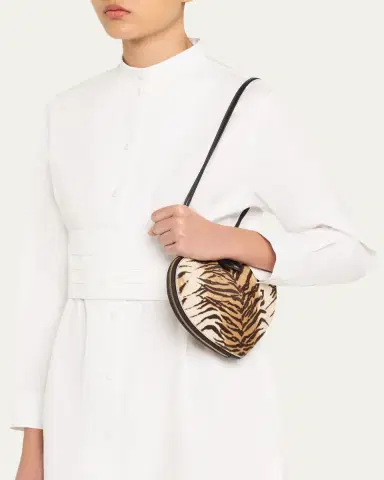 Alaïa Le Coeur Tiger-Print Calf Hair Crossbody Bag | Thumbnail 2