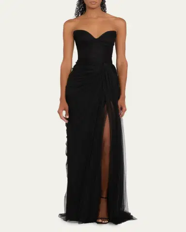 MONIQUE LHUILLIER No Wrap Strapless Tulle Gown | Thumbnail 2