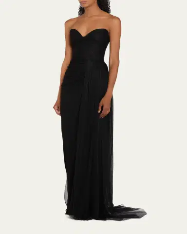 MONIQUE LHUILLIER No Wrap Strapless Tulle Gown | Thumbnail 4