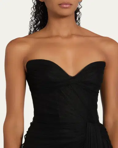 MONIQUE LHUILLIER No Wrap Strapless Tulle Gown | Thumbnail 5