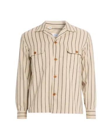 Salvatore Piccolo Men's Cotton Multi-Stripe Dual-Pocket Overshirt | Thumbnail 1