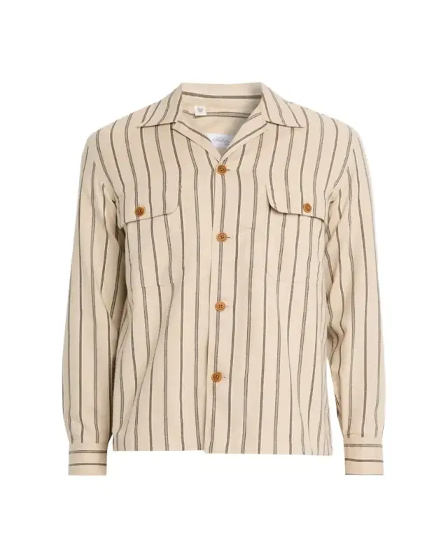 Men's Cotton Multi-Stripe Dual-Pocket Overshirt
