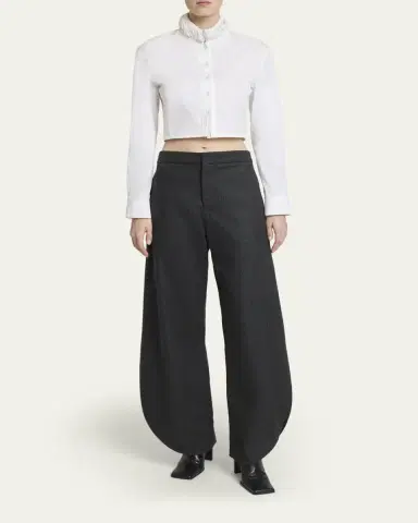ALAIA Trimmed Collar Crop Button-Down Shirt | Thumbnail 2