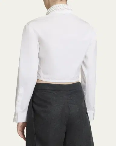 ALAIA Trimmed Collar Crop Button-Down Shirt | Thumbnail 3