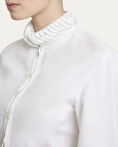 ALAIA Trimmed Collar Crop Button-Down Shirt | Thumbnail 5
