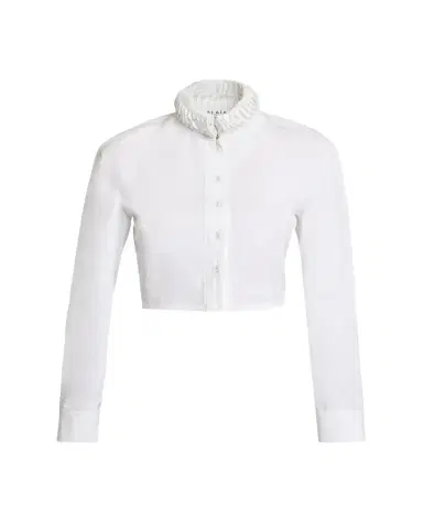 ALAIA Trimmed Collar Crop Button-Down Shirt | Thumbnail 1