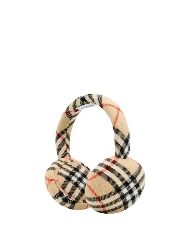 Wool Cashmere Check Earmuffs