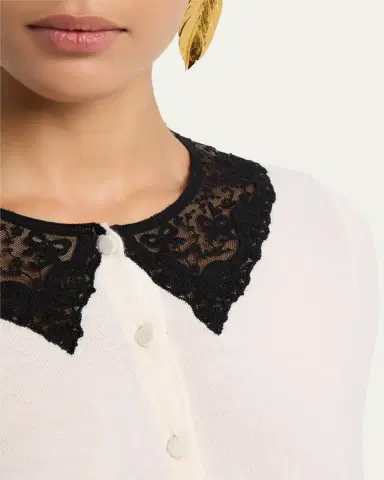 LoveShackFancy Lolani Wool Lace Collar Cardigan | Thumbnail 5 LoveShackFancy Lolani Wool Lace Collar Cardigan | Thumbnail 5