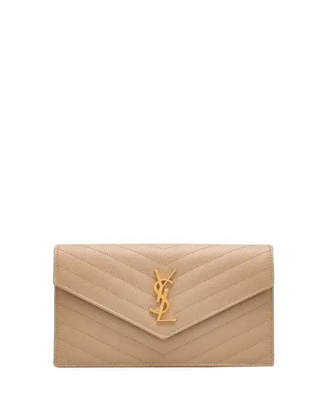 Saint Laurent Envelope Small YSL Wallet on Chain in Grain Leather
