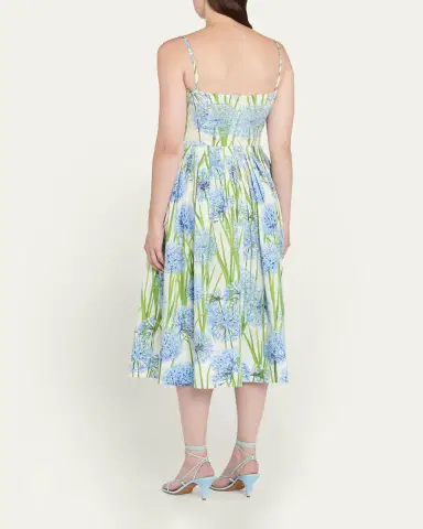 Oscar de la Renta Alliums Poplin Cutout Sleeveless Midi Dress | Thumbnail 3
