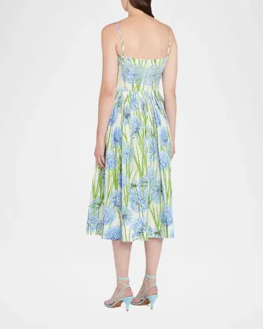 Oscar de la Renta Alliums Poplin Cutout Sleeveless Midi Dress | Thumbnail 7