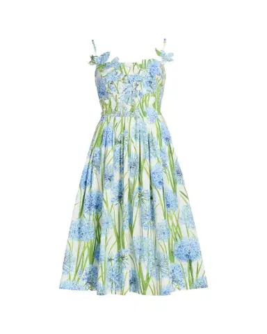 Oscar de la Renta Alliums Poplin Cutout Sleeveless Midi Dress | Thumbnail 1