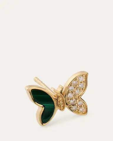 Sydney Evan 14K Yellow Gold Diamond and Malachite Butterfly Earring, Single | Thumbnail 3 Sydney Evan 14K Yellow Gold Diamond and Malachite Butterfly Earring, Single | Thumbnail 3
