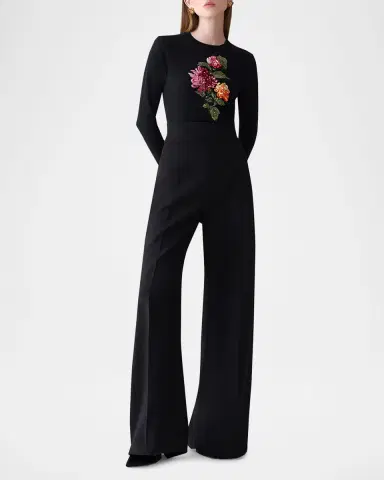 Carolina Herrera Floral Embroidered Silk-Cotton Crewneck Sweater | Thumbnail 5 Carolina Herrera Floral Embroidered Silk-Cotton Crewneck Sweater | Thumbnail 5