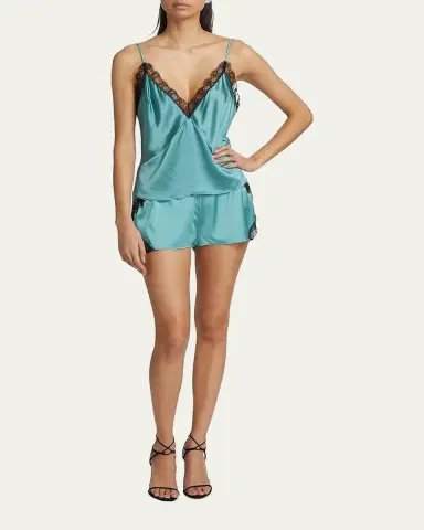 Kiki de Montparnasse Lace-Trim Silk Shorts | Thumbnail 2