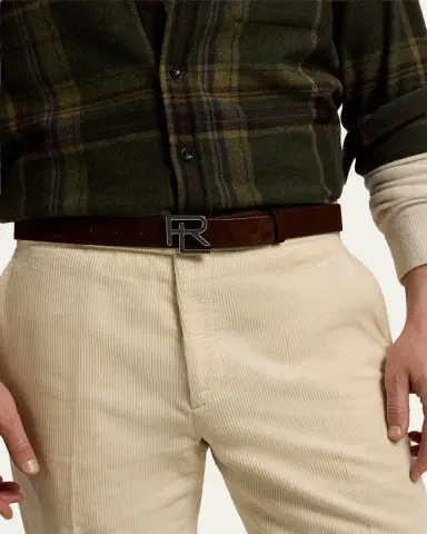 Ralph Lauren Purple Label RL-Buckle Calf-Suede Belt | Thumbnail 2