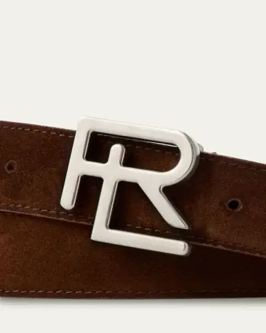 Ralph Lauren Purple Label RL-Buckle Calf-Suede Belt | Thumbnail 3