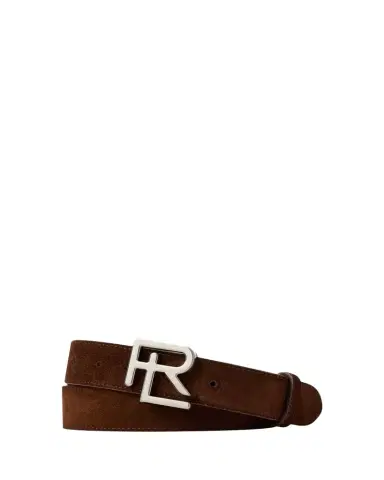 Ralph Lauren Purple Label RL-Buckle Calf-Suede Belt | Thumbnail 1