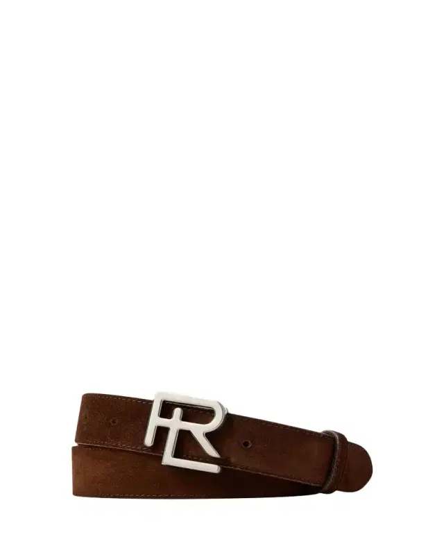 Ralph Lauren Purple Label RL-Buckle Calf-Suede Belt