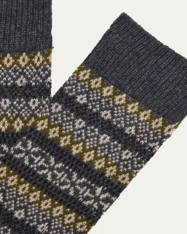 Pantherella Men's Sherborne Cashmere Fair Isle Crew Socks | Thumbnail 2 Pantherella Men's Sherborne Cashmere Fair Isle Crew Socks | Thumbnail 2