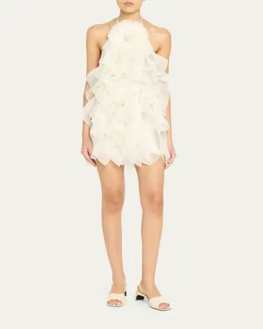 Retrofête Arina Ruffled Silk Halter Dress | Thumbnail 2 Retrofête Arina Ruffled Silk Halter Dress | Thumbnail 2