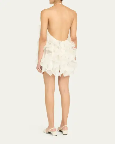 Retrofête Arina Ruffled Silk Halter Dress | Thumbnail 3 Retrofête Arina Ruffled Silk Halter Dress | Thumbnail 3