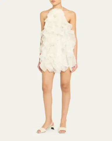 Retrofête Arina Ruffled Silk Halter Dress | Thumbnail 4 Retrofête Arina Ruffled Silk Halter Dress | Thumbnail 4