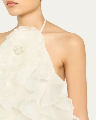 Retrofête Arina Ruffled Silk Halter Dress | Thumbnail 5 Retrofête Arina Ruffled Silk Halter Dress | Thumbnail 5