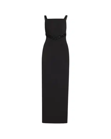 PAMELLA ROLAND Embroidered Inset Sleeveless Crepe Gown | Thumbnail 1 PAMELLA ROLAND Embroidered Inset Sleeveless Crepe Gown | Thumbnail 1