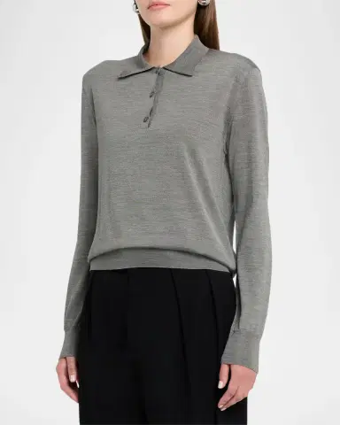 THE ROW Lilienne Silk Polo Top | Thumbnail 12