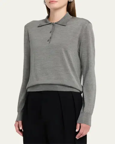 THE ROW Lilienne Silk Polo Top | Thumbnail 8